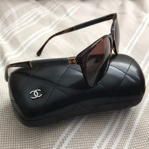 Chanel tortoise and denim sunglasses